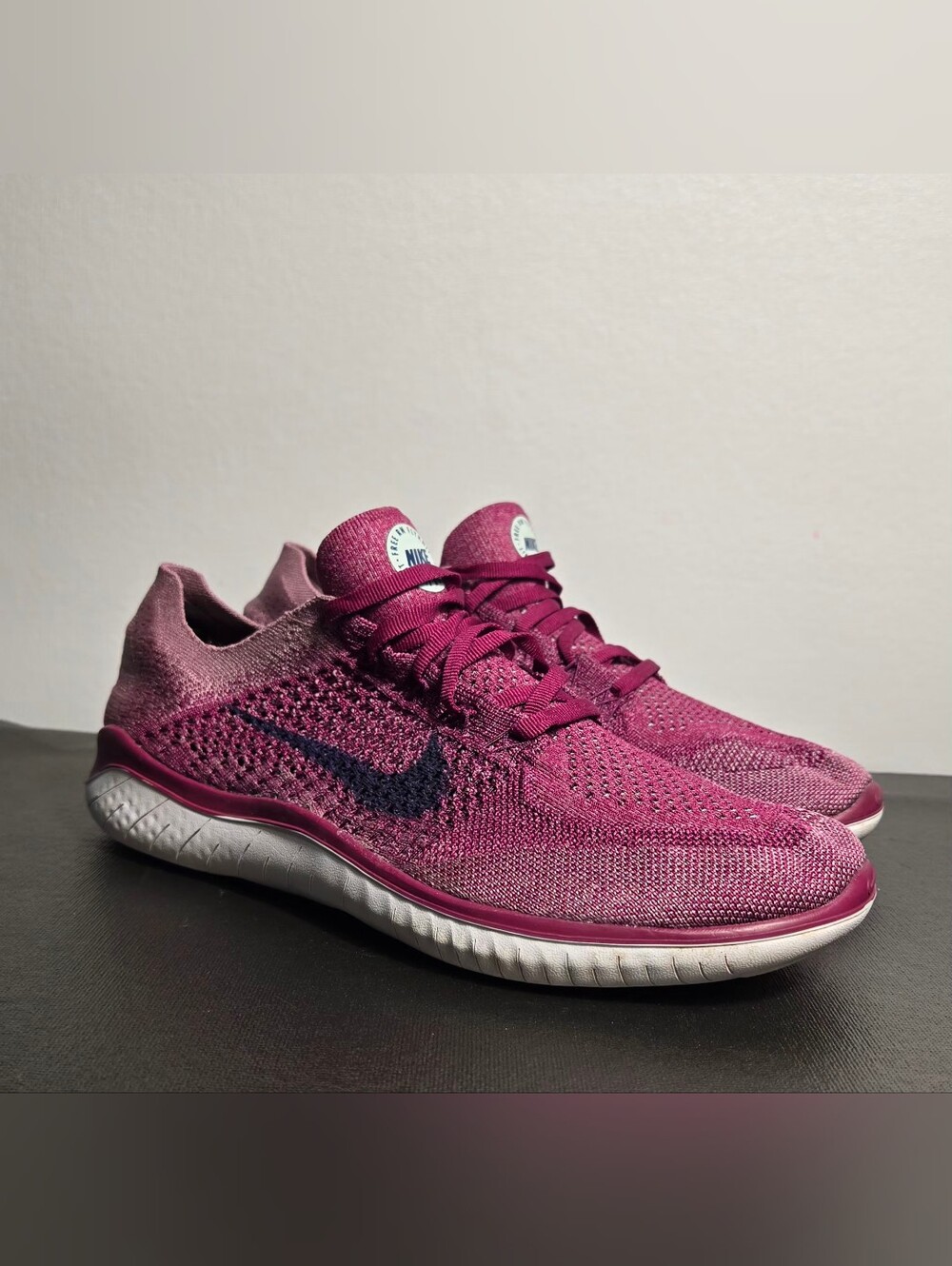 Rare Nike Free RN Flyknit Running Shoes Raspberry Red 942839-600 Women Size 11